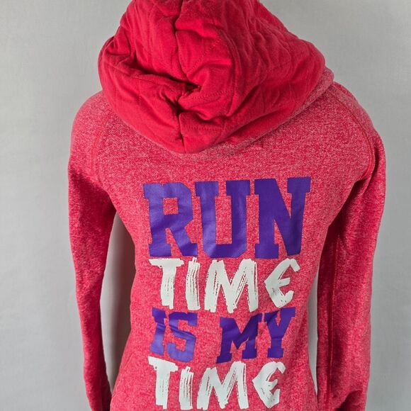 Lorna Jane Hoodie Women's XS Pink Run Time Is My Time Quarter Zip Pockets - Picture 4 of 16